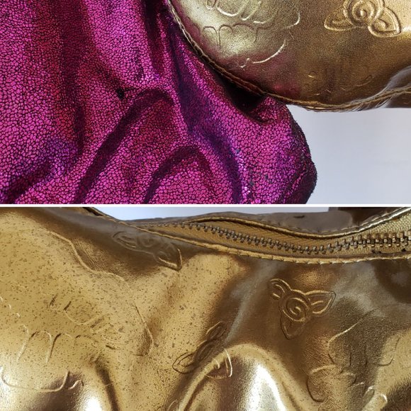 Gold Betsy Johnson Shoulder Bag UNIQUE RARE! - Picture 3 of 5